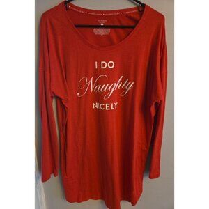 Victorias Secret Womens Sleep Shirt Red I Do Naughty Nicely Size Large Holiday
